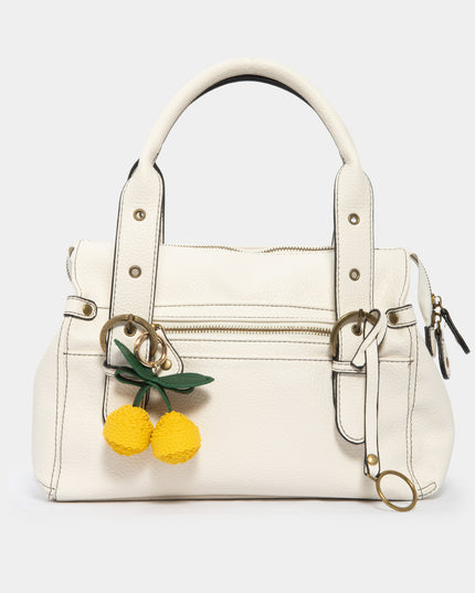 Bolso Satchel Texturizado con Charm Frutal