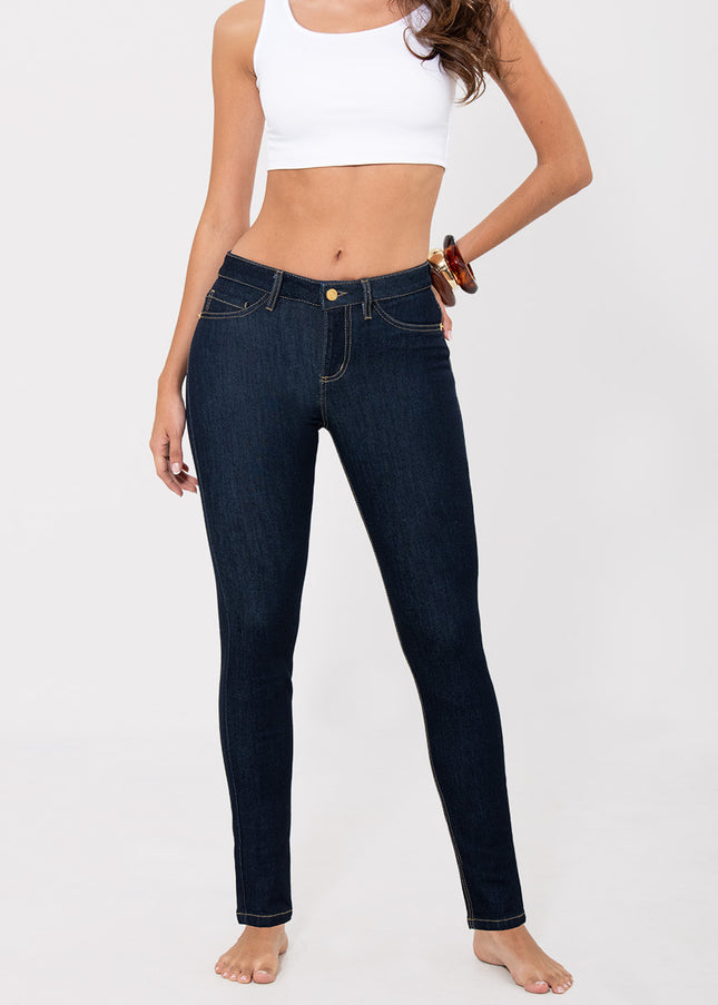 Jean skinny tiro medio oscuro