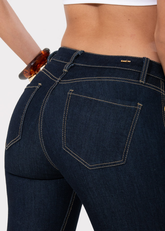 Jean skinny tiro medio oscuro