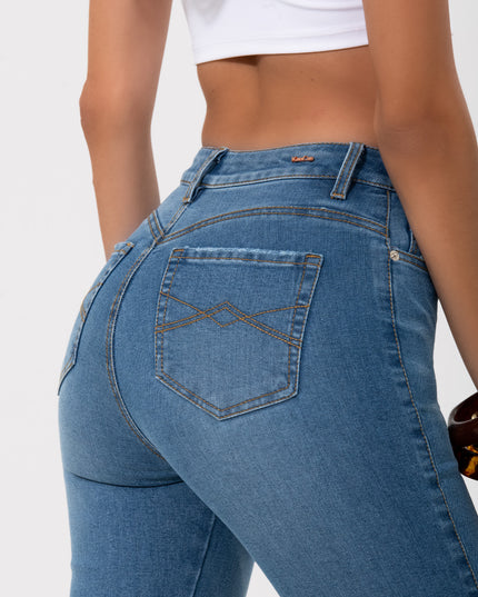 Jean Clasico tiro alto denim claro