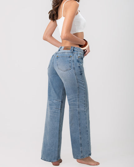 Jean Wide leg descaderado con costuras laterales