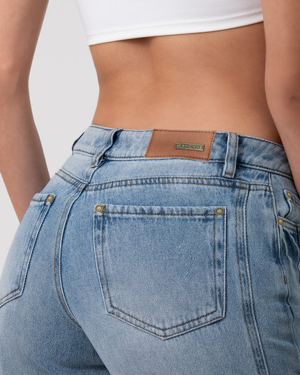 Jean Wide leg descaderado con costuras laterales