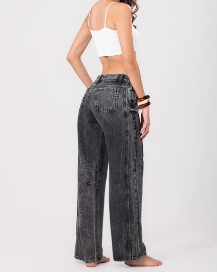 Jean wide leg gris con cortes laterales