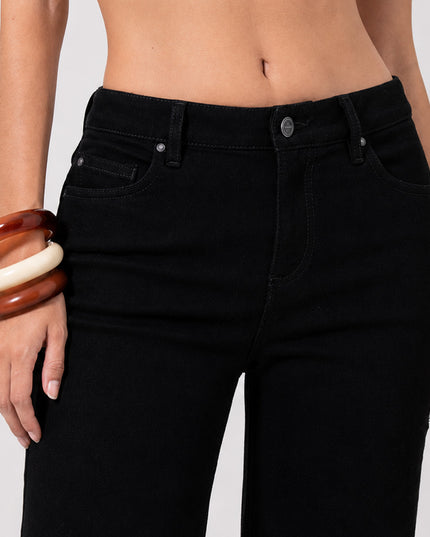 Jean Straight negro tiro alto stretch