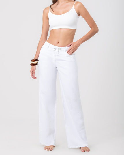 Jean Straight Blanco con Pretina Cruzada — KanCan