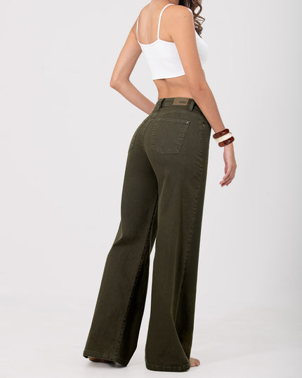 Jean Palazzo stretch verde oliva