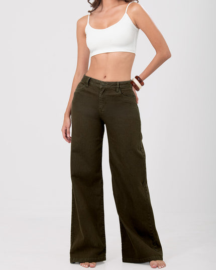 Jean Palazzo stretch verde oliva