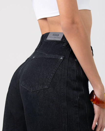 Jean Barrel tiro alto negro envejecido