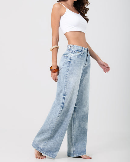 Jean Palazzo tiro alto con cintura ajustable