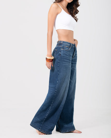 Jean Palazzo tiro alto con cintura ajustable