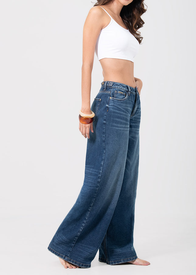 Jean Palazzo tiro alto con cintura ajustable