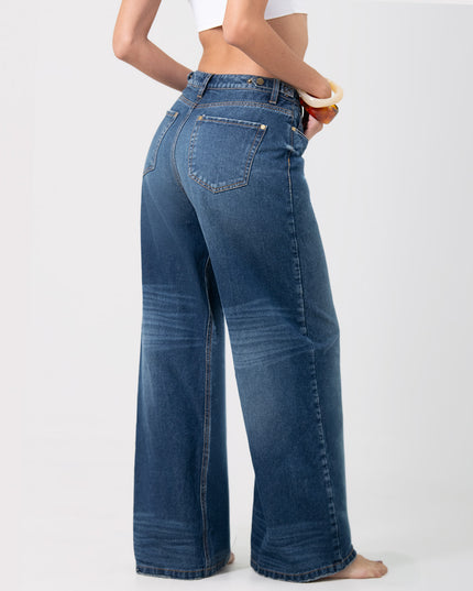 Jean Palazzo tiro alto con cintura ajustable