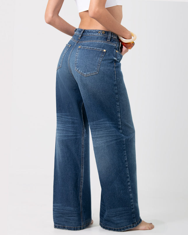 Jean Palazzo tiro alto con cintura ajustable