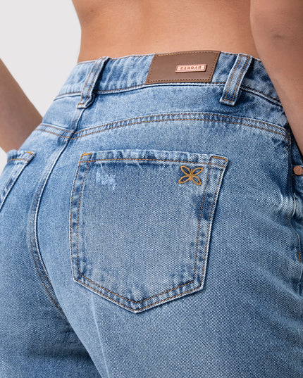 Jean Wide leg tiro medio con rotos