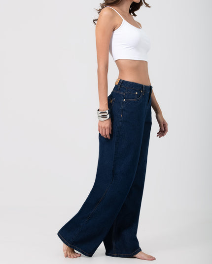 Jean Wide leg oscuro tiro medio