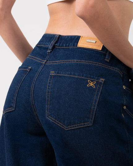 Jean Wide leg oscuro tiro medio