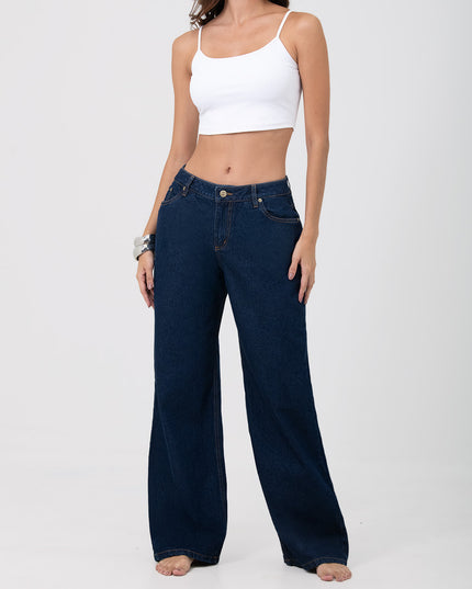 Jean Wide leg oscuro tiro medio