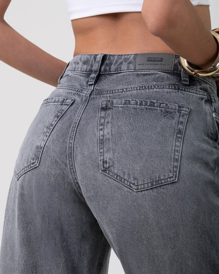 Jean wide leg gris tiro medio