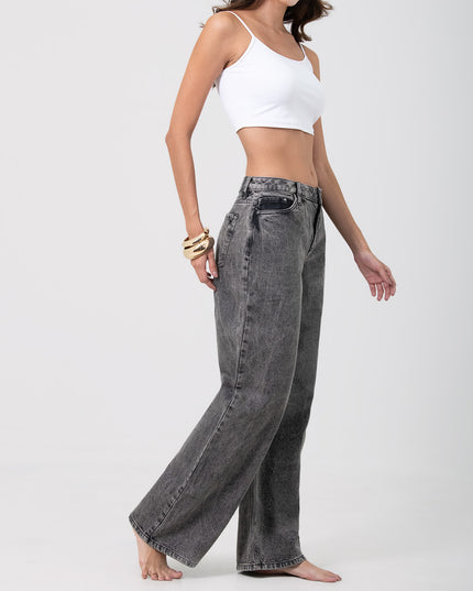 Jean wide leg gris  vintage tiro medio