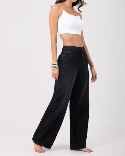 Jean Wide leg tiro medio oscuro