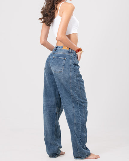 Jean Baggy oscuro con cortes laterales