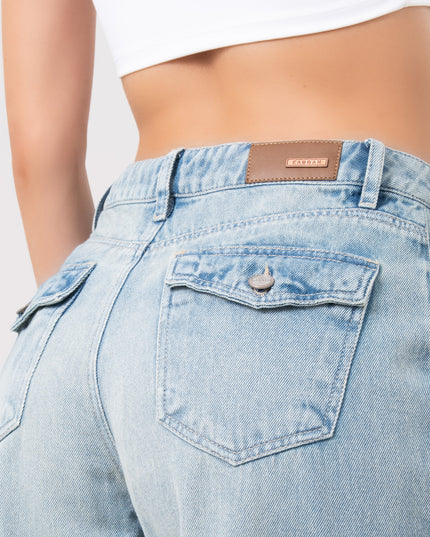 Jean Wide Leg de tiro alto con lavado claro degradado