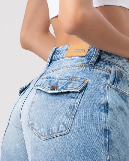 Jean Wide Leg de tiro alto con lavado medio degradado