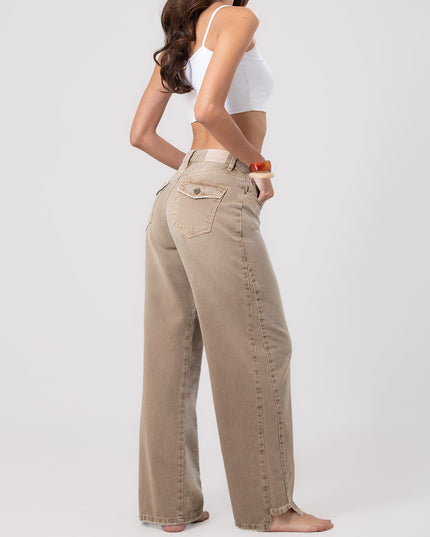 Jean Wide Leg de tiro alto camel