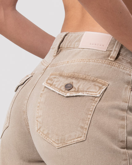 Jean Wide Leg de tiro alto camel