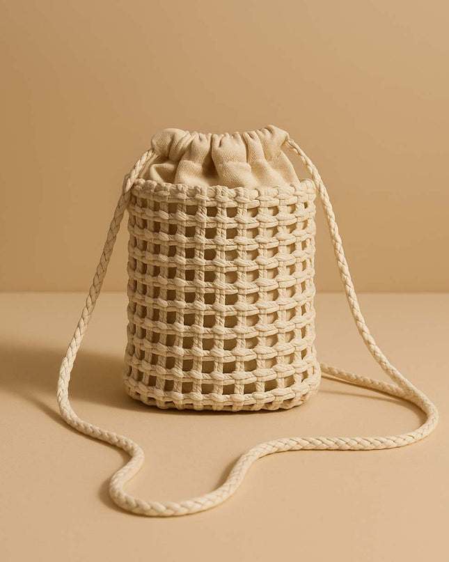 Bolso Bucket Tejido natural