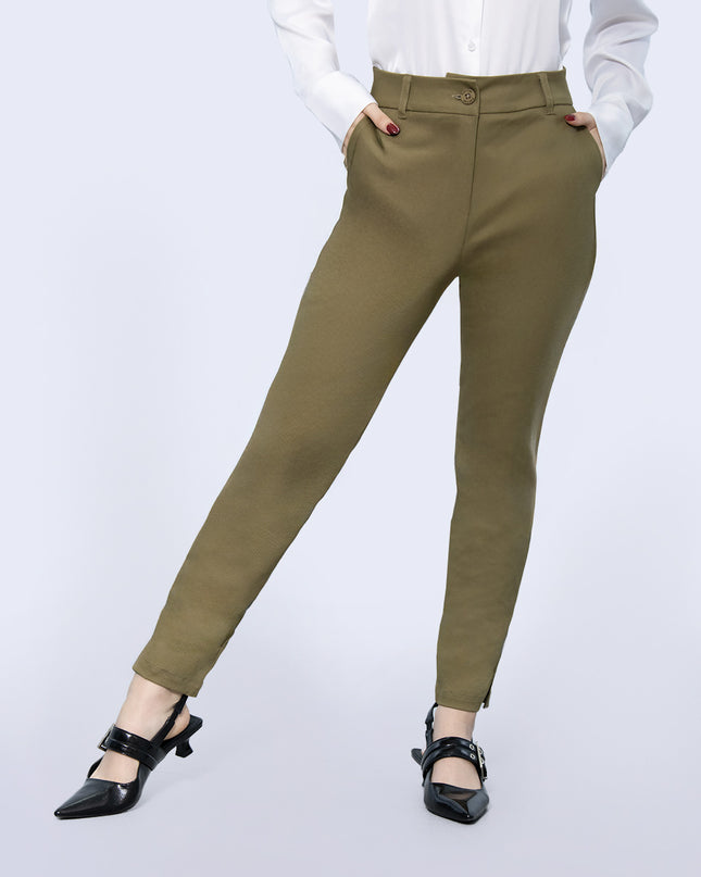 Pantalon formal verde oliva