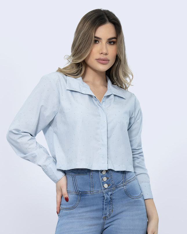 Camisa Corta azul celeste manga larga