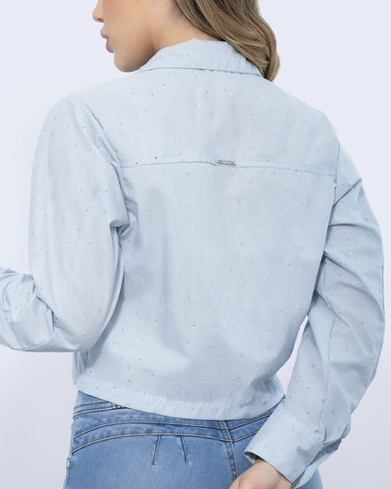 Camisa Corta azul celeste manga larga