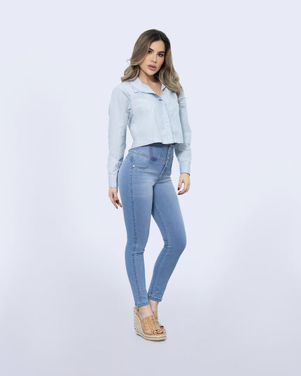 Camisa Corta azul celeste manga larga