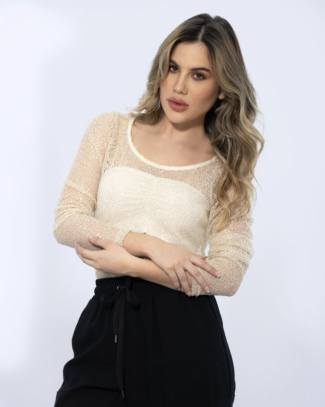Blusa mesh manga larga