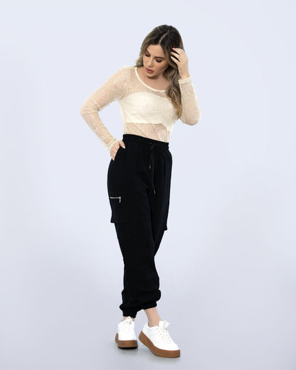 Blusa mesh manga larga