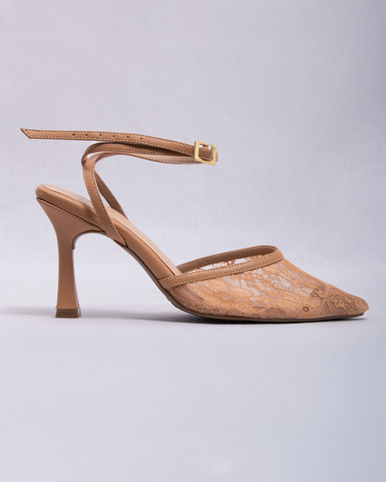 Stilettos mocca con encaje