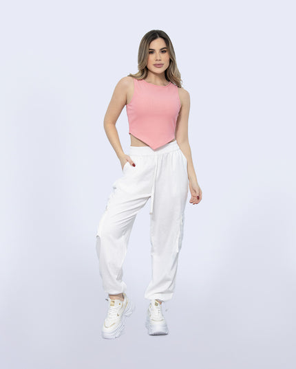 Croptop Coral manga sisa