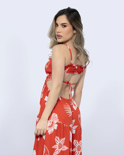 Vestido estampado naranja