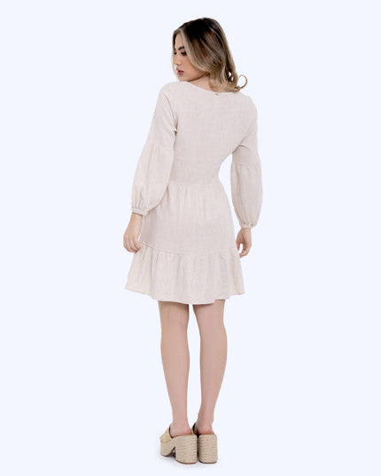 Vestido Corto avena manga larga