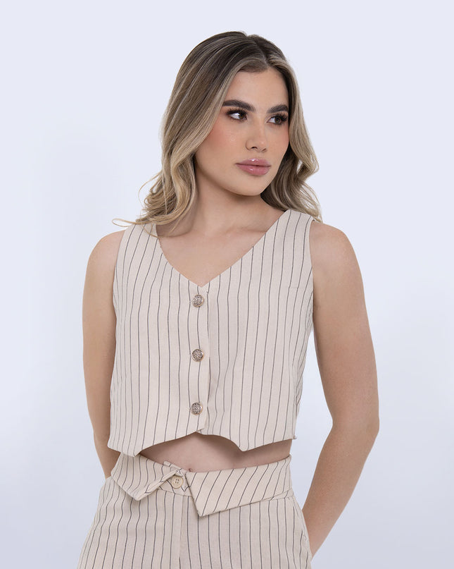 Chaleco Beige con espalda cruzada