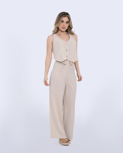 Chaleco Beige con espalda cruzada