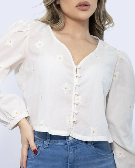 Blusa Natural estampada flores