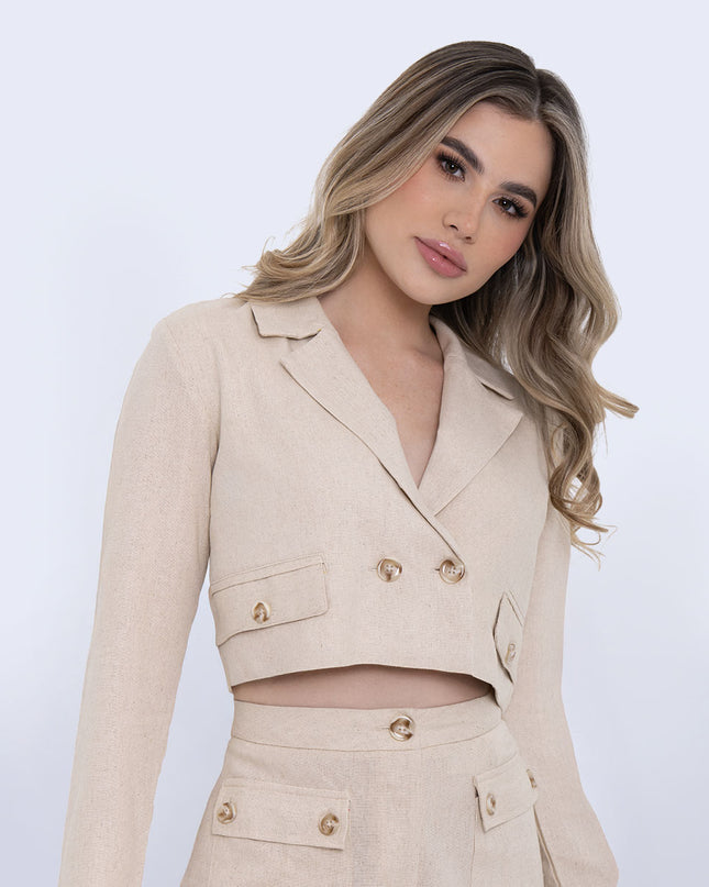 Chaqueta manga larga avena