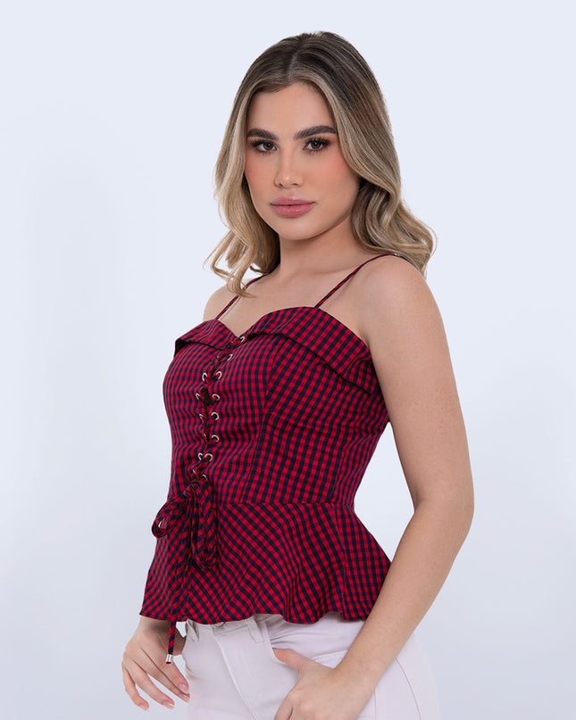 Blusa cuadros peplum