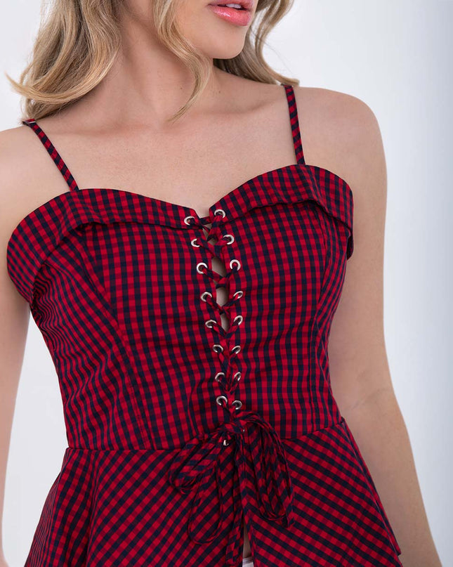 Blusa cuadros peplum