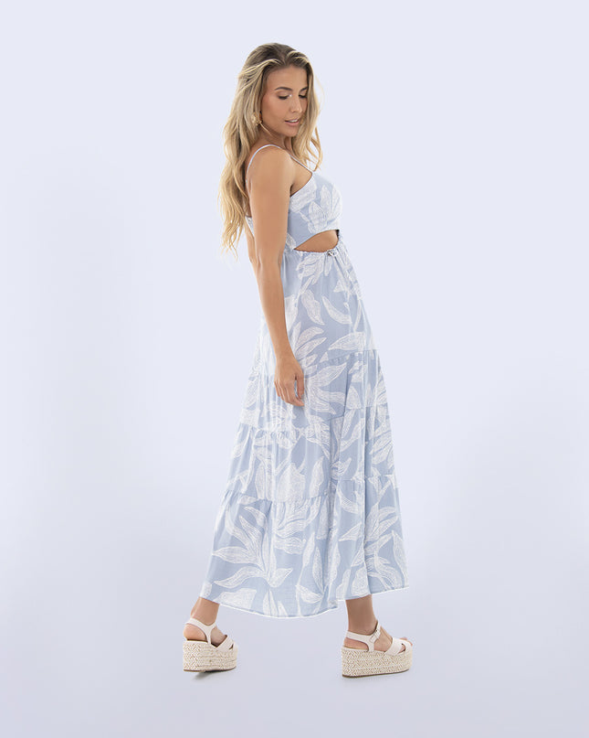 Vestido azul claro estampado