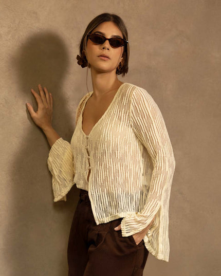 Blusa manga larga beige