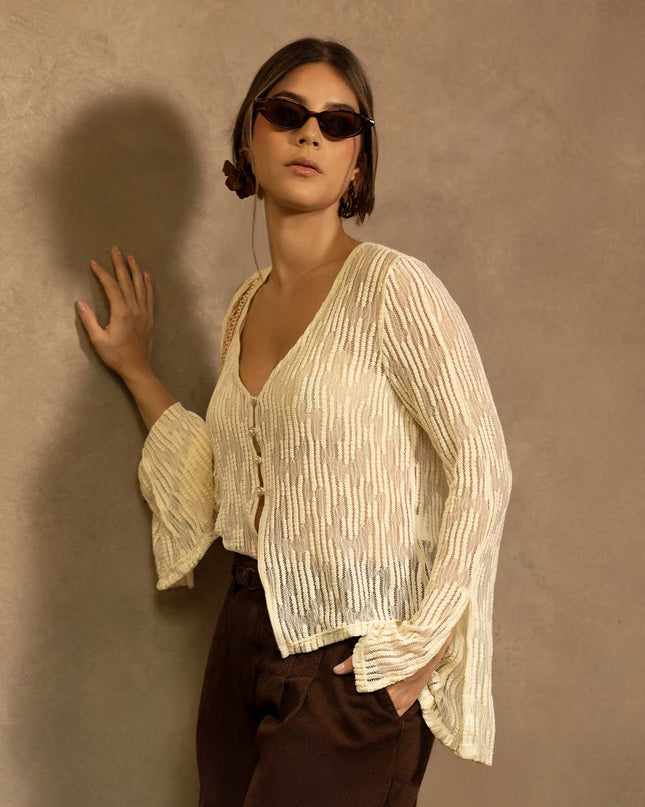 Blusa manga larga beige