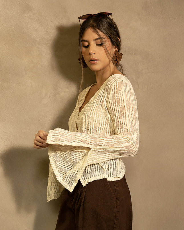 Blusa manga larga beige